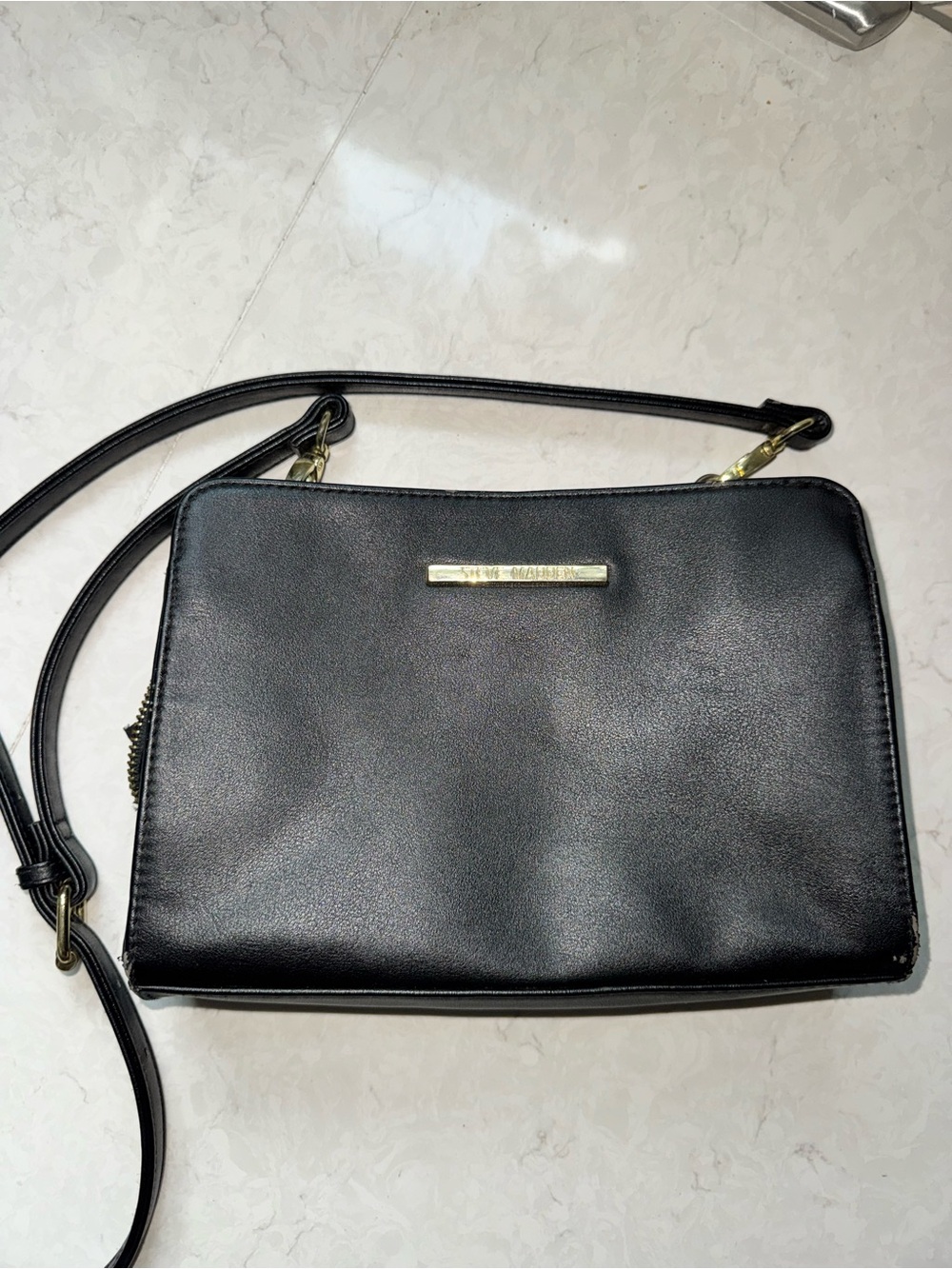 Women’s Black Steve Madden Crossbody Bag with Gold Accent